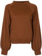 Aula Stand Up Collar Top - Brown