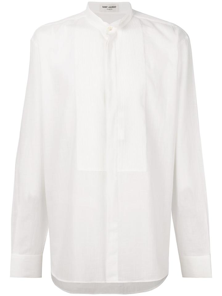 Saint Laurent Semi-sheer Ribbed Plastron Shirt - White