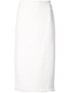 Oscar De La Renta High Waisted Pencil Skirt - White