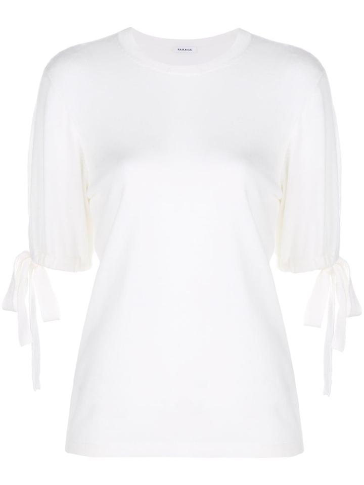 P.a.r.o.s.h. Tie Sleeve Knitted Top - White