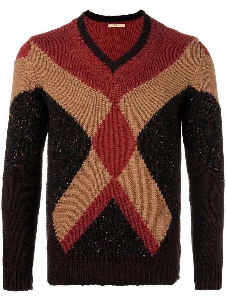 Nuur Colour Block Jumper, Men's, Size: 54, Black, Silk/nylon/merino