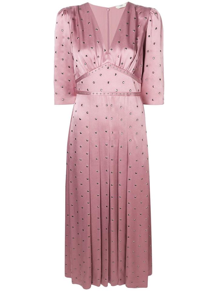 Fendi Studded Flared Maxi Dress - Pink
