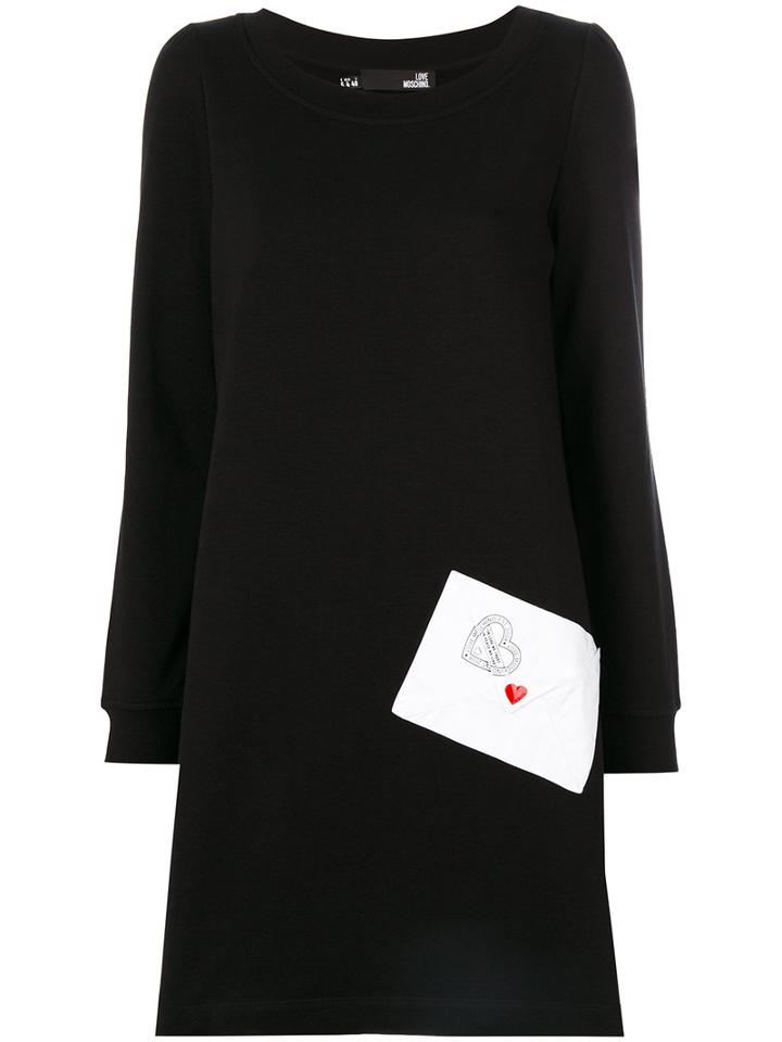 Love Moschino - Envelope Pocket Dress - Women - Cotton/polyester - 40, Black, Cotton/polyester