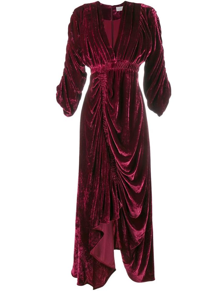 Preen By Thornton Bregazzi 'rebecca' Draped Velvet Dress, Women's, Size: Large, Red, Viscose/silk/polyester