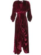 Preen By Thornton Bregazzi 'rebecca' Draped Velvet Dress, Women's, Size: Large, Red, Viscose/silk/polyester