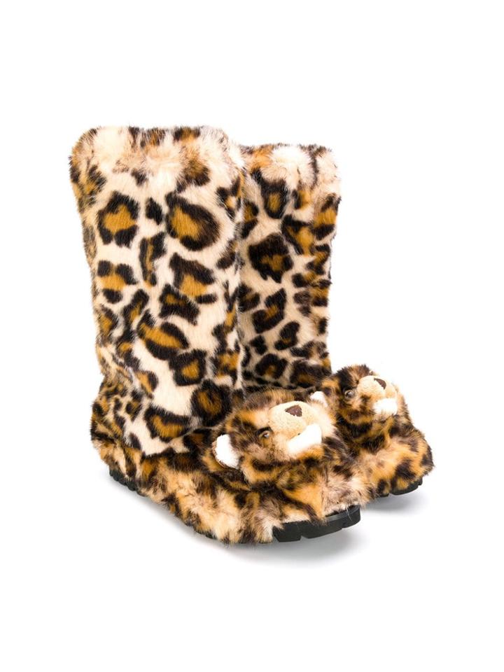 Dolce & Gabbana Kids Teen Leopard Boots - Black