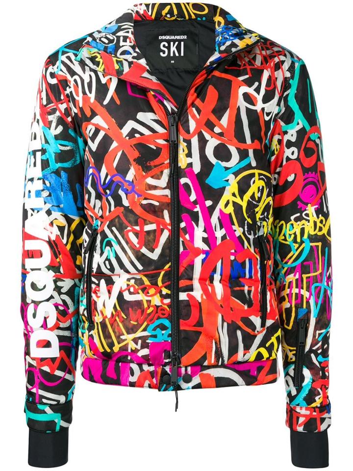 Dsquared2 Graffiti Puffer Jacket - Multicolour