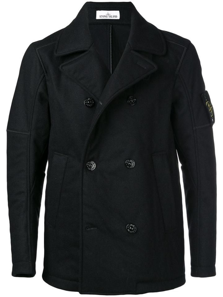 Stone Island Double Breasted Fitted Jacket - Black