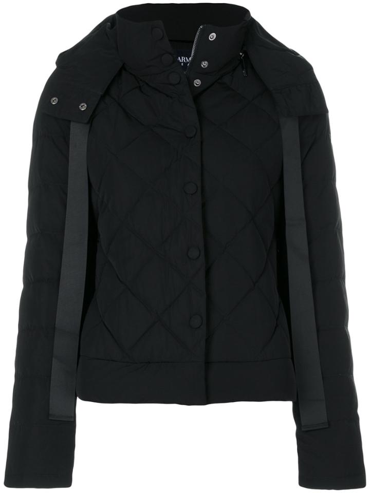 Armani Jeans Contrast Stripe Puffer Jacket - Black