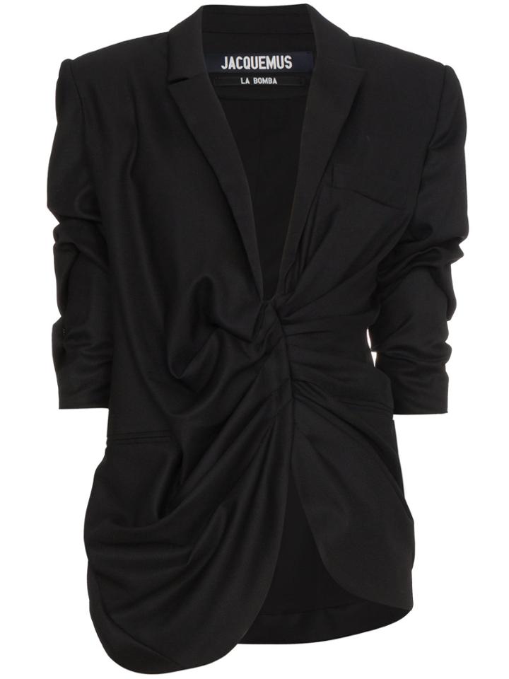 Jacquemus Wool Blazer With Gathered Waist - Black