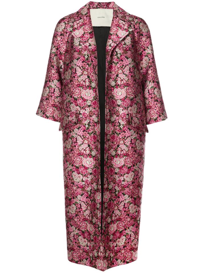 Adam Lippes Floral Brocade Opera Coat - Pink & Purple