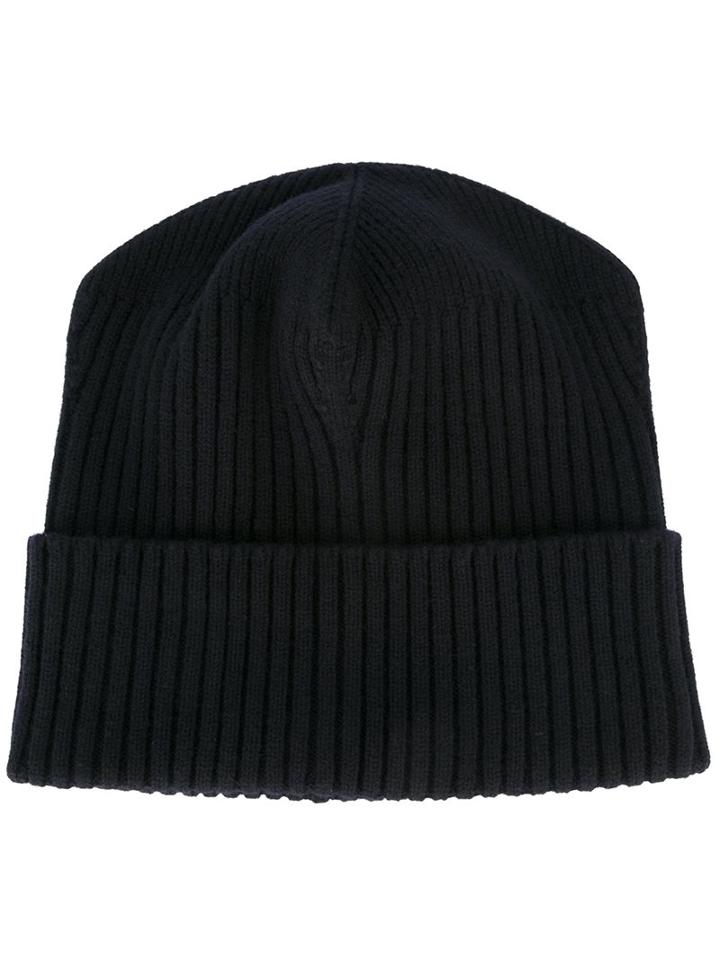 Stella Mccartney Ribbed Beanie, Women's, Blue, Virgin Wool
