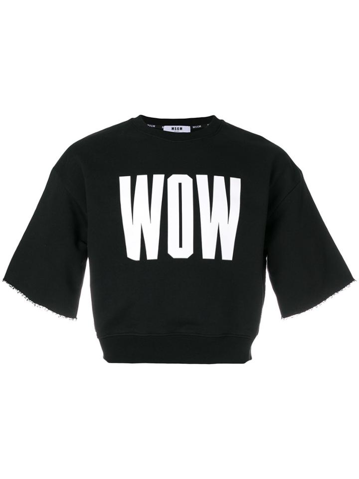 Msgm Wow Print Cropped Sweatshirt - Black