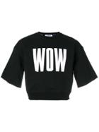 Msgm Wow Print Cropped Sweatshirt - Black