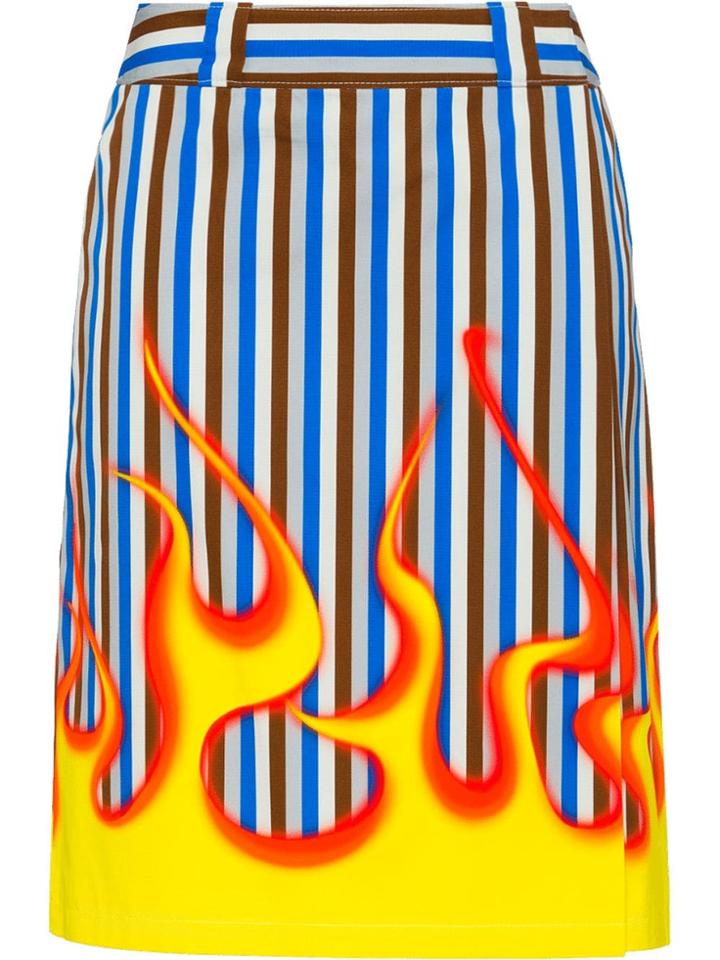 Prada Printed Cotton Poplin Skirt - Blue