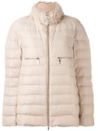 Moncler Gamme Rouge Zipped Puffer Jacket, Women's, Size: 4, Nude/neutrals, Feather Down/polyamide/cashmere/lamb Fur