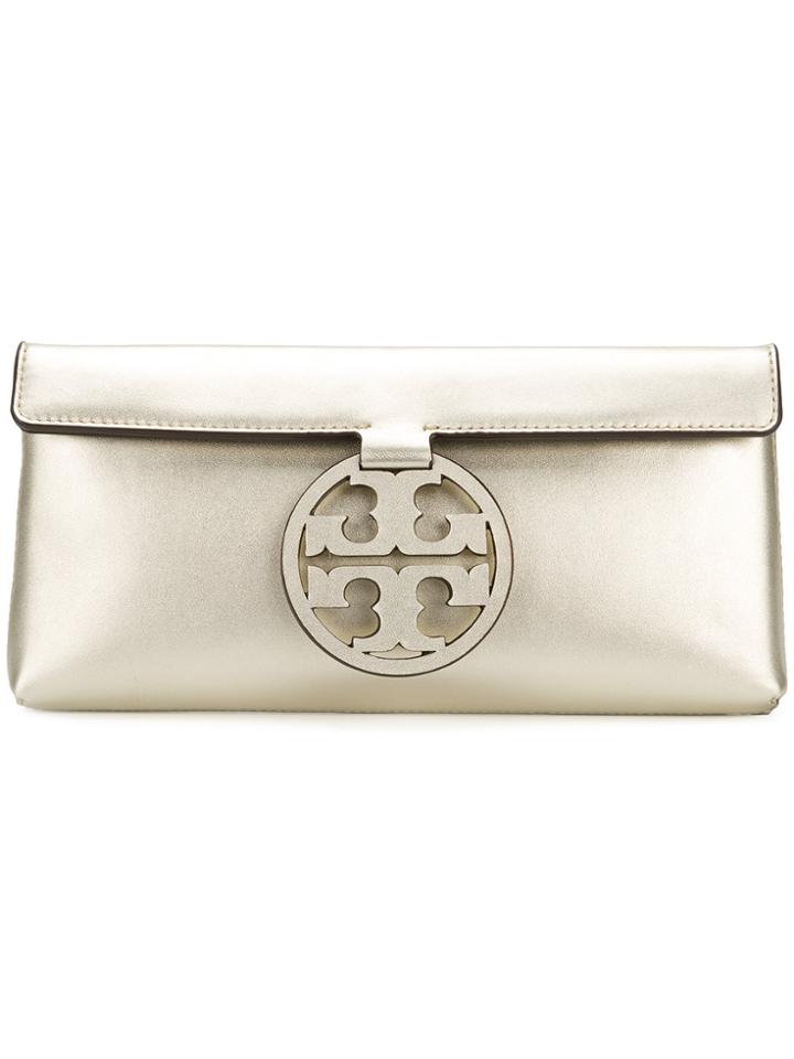 Tory Burch Metallic Logo Clutch
