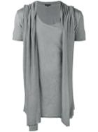 Unconditional - Draped Hooded Waistcoat T-shirt - Men - Rayon - Xl, Grey, Rayon