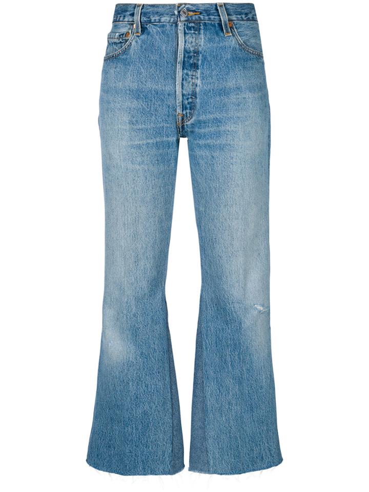 Re/done Lea Crop Flare Jeans - Blue