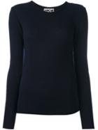 Hache Frayed Collar Jumper, Women's, Size: 42, Blue, Cashmere/wool