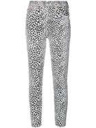 Re/done High Rise Cheetah Skinny Jeans - White
