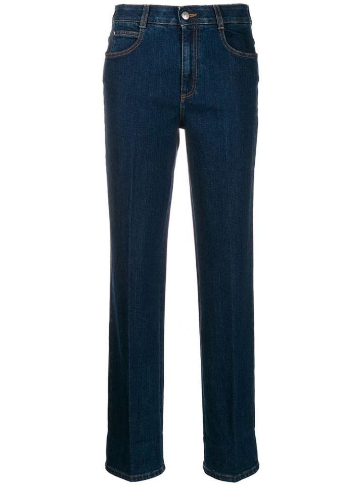 Stella Mccartney Monogram-trim Straight-leg Jeans - Blue
