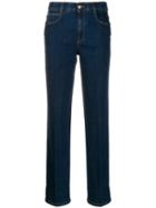 Stella Mccartney Monogram-trim Straight-leg Jeans - Blue