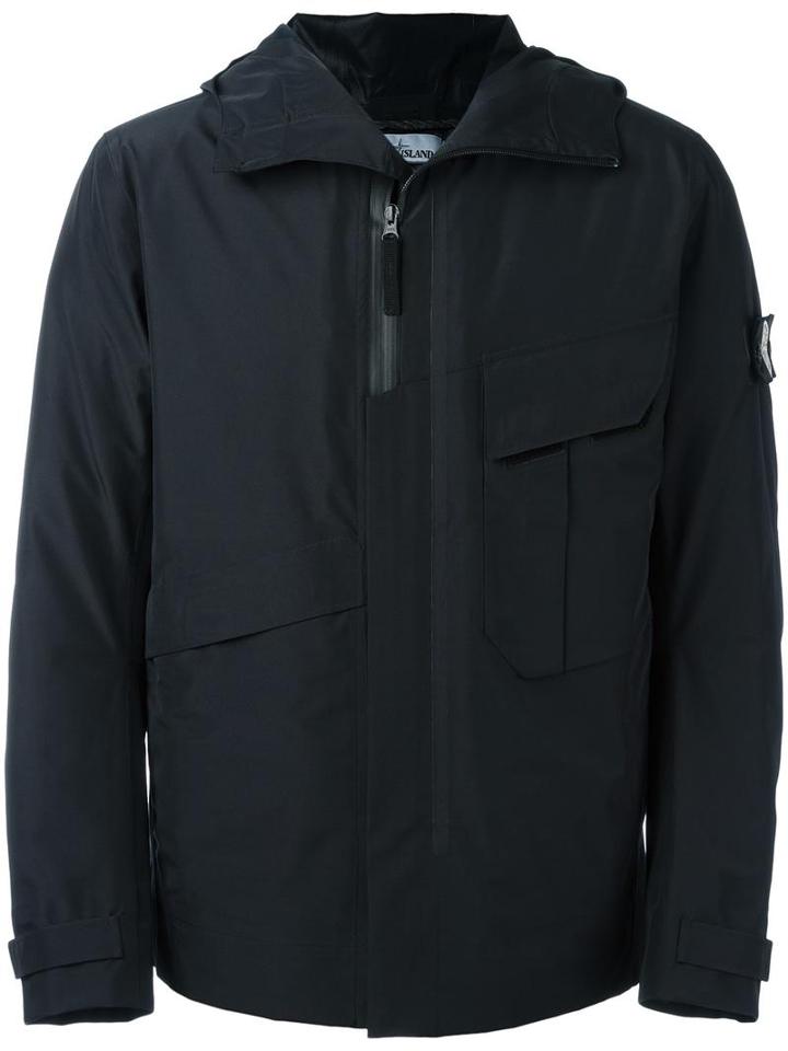 Stone Island Patch Pocket Padded Jacket, Men's, Size: Xl, Black, Polyester/polyurethane Resin/feather Down