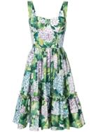 Dolce & Gabbana Hydrangea Print Tiered Dress - Green