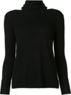 Halston Heritage Racer Back Cut-out Jumper, Women's, Size: Medium, Black, Cashmere/wool