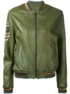 Mr & Mrs Italy - Biker Jacket - Women - Cotton/sheep Skin/shearling/polyester - Xs, Green, Cotton/sheep Skin/shearling/polyester