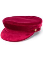 Manokhi Velvet Baker Boy Hat - Red
