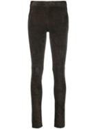 Arma Leather Skinny Trousers - Grey