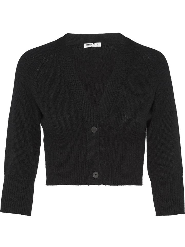 Miu Miu Cropped Cardigan - Black