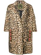 Alessandra Chamonix Leopard Print Cropped Sleeve Coat - Brown