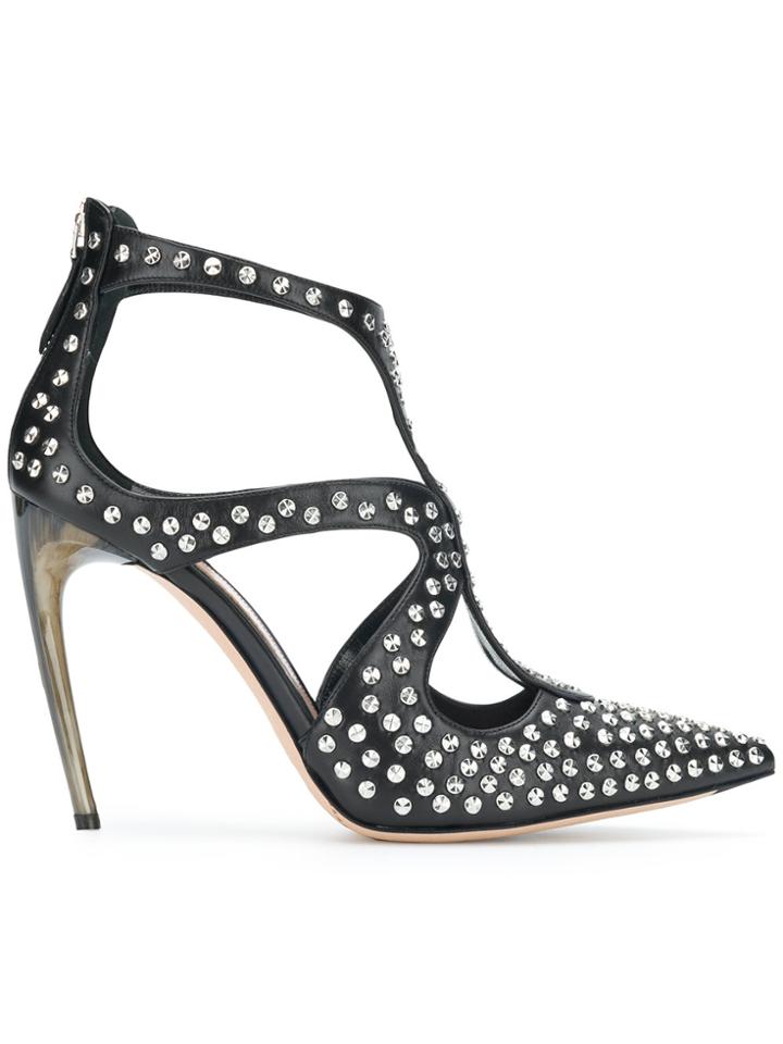 Alexander Mcqueen Studded Horn Heel Pumps - Black