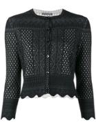 Alexander Mcqueen Laser-cut Cropped Cardigan - Black