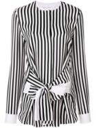 Victoria Victoria Beckham - Striped Tie Front Shirt - Women - Viscose - 6, Black, Viscose