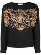 Sonia Rykiel Longsleeved Leopard Print T-shirt - Black