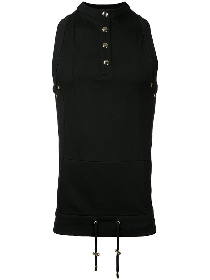 Balmain High Neck Tank Top, Men's, Size: Medium, Black, Cotton