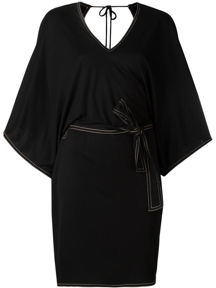 Toteme Belted V-back Dress, Women's, Size: Small, Black, Viscose