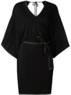 Toteme Belted V-back Dress, Women's, Size: Small, Black, Viscose