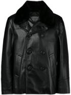 Prada Double-breasted Leather Jacket - Black