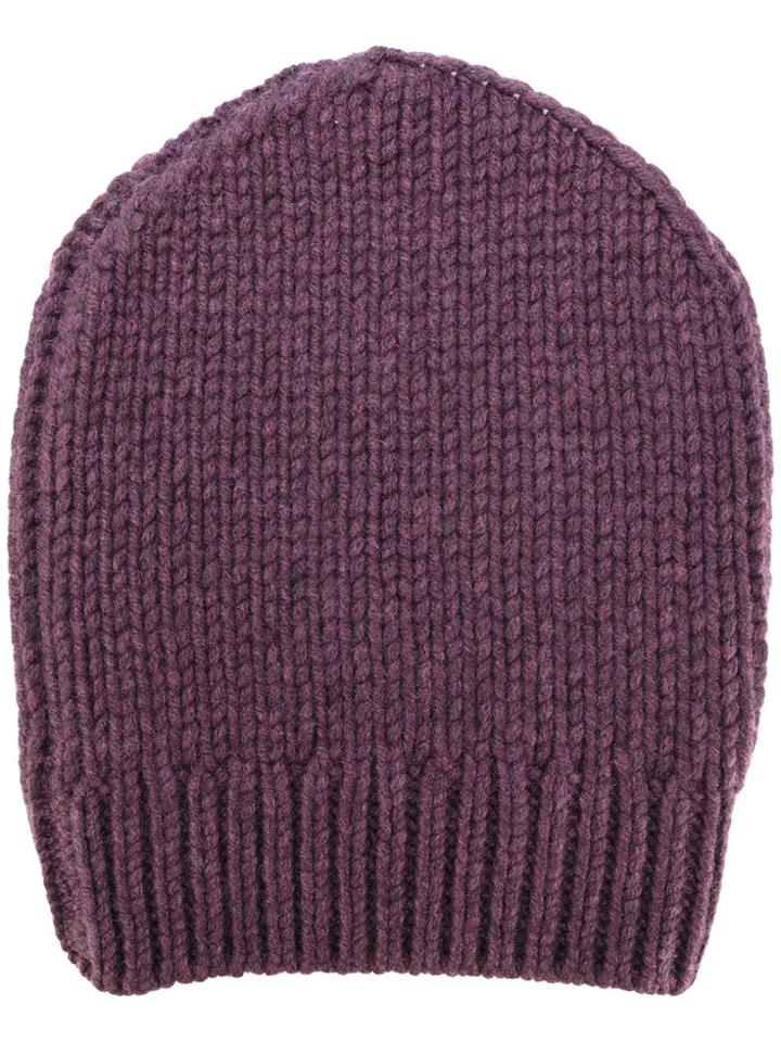 Eleventy Ribbed Detail Beanie - Pink & Purple