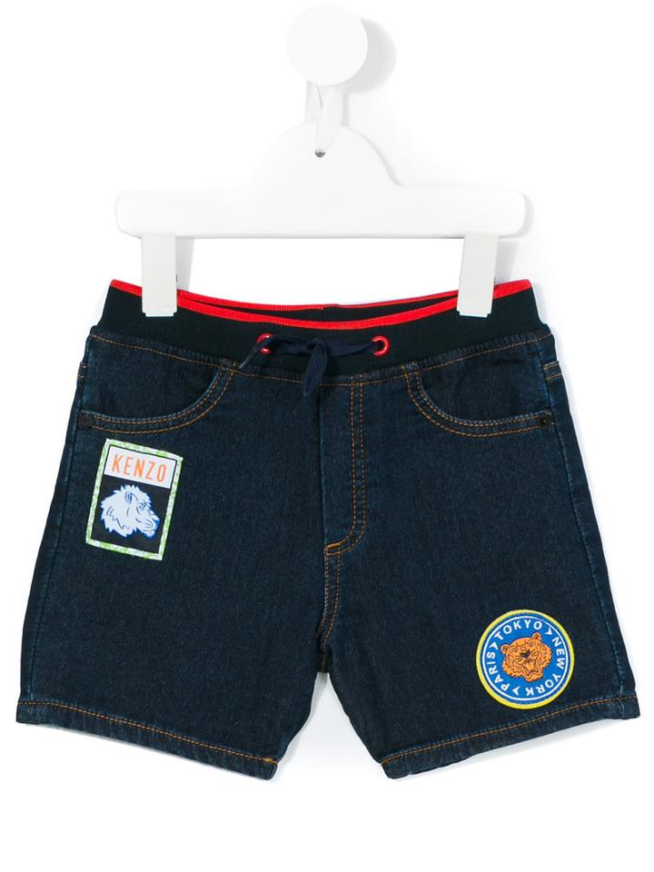 Kenzo Kids - Logo Denim Shorts - Kids - Cotton/polyester/spandex/elastane - 4 Yrs, Blue