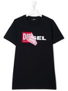 Diesel Kids Teen Tdiego Double Logo T-shirt - Blue