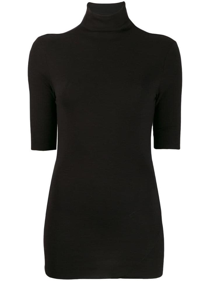 Thom Krom Fitted Mock Neck Top - Black