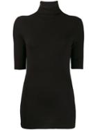 Thom Krom Fitted Mock Neck Top - Black