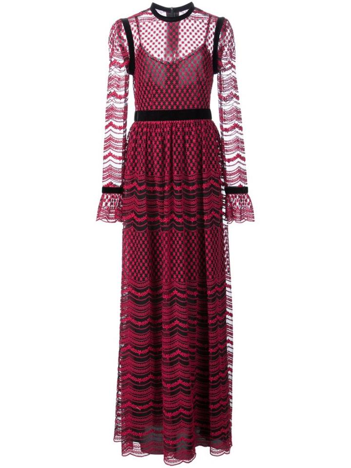 Philosophy Di Lorenzo Serafini Sheer Embroidered Dress, Women's, Size: 42, Red, Polyester/polyamide
