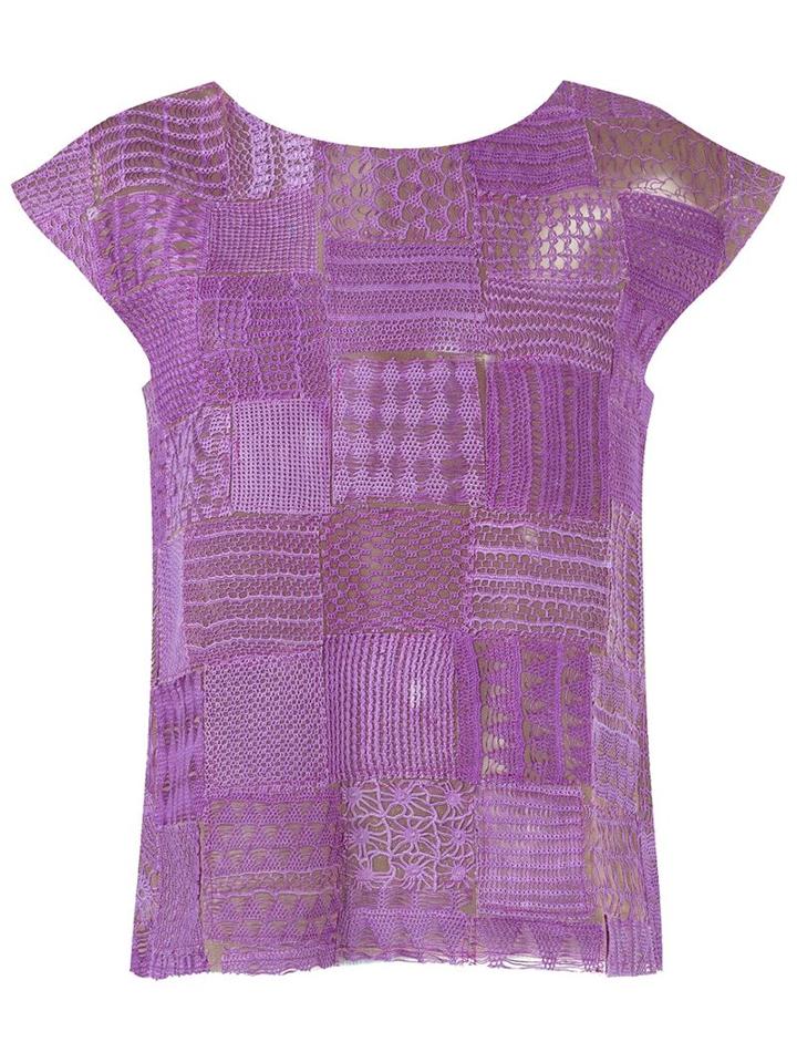 Fernanda Yamamoto Round Neck Lace Blouse, Women's, Size: 37, Pink/purple, Cotton